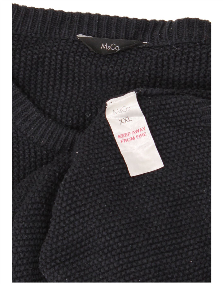 M&Co herre rund hals sweater 2XL marineblå akryl