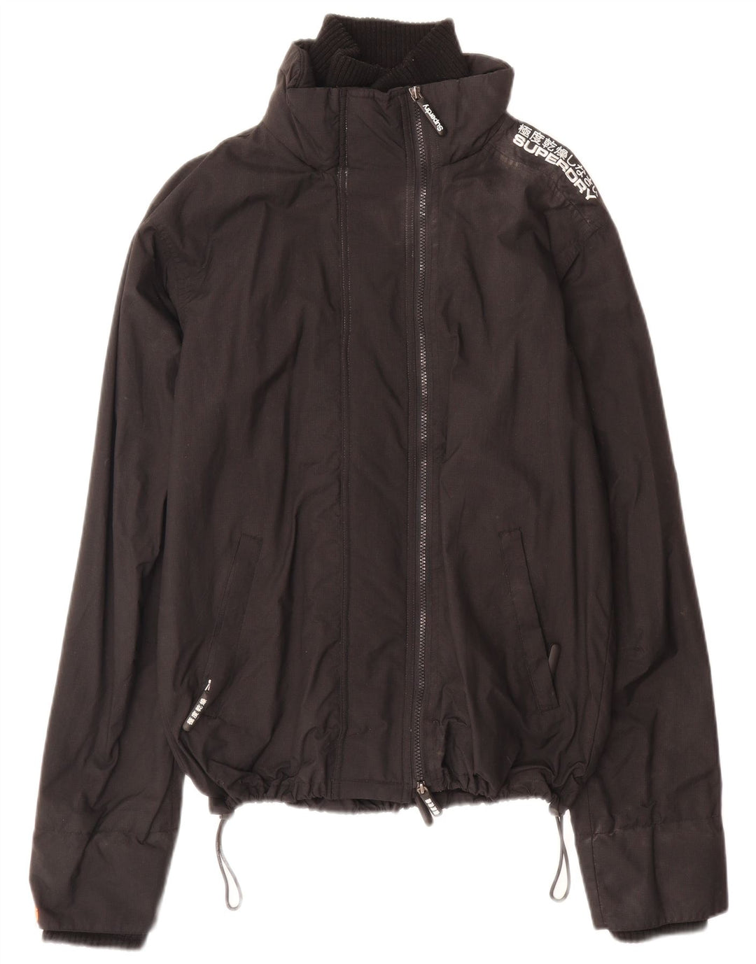 Superdry Dame Regnjakke UK 16 Large Black Nylon