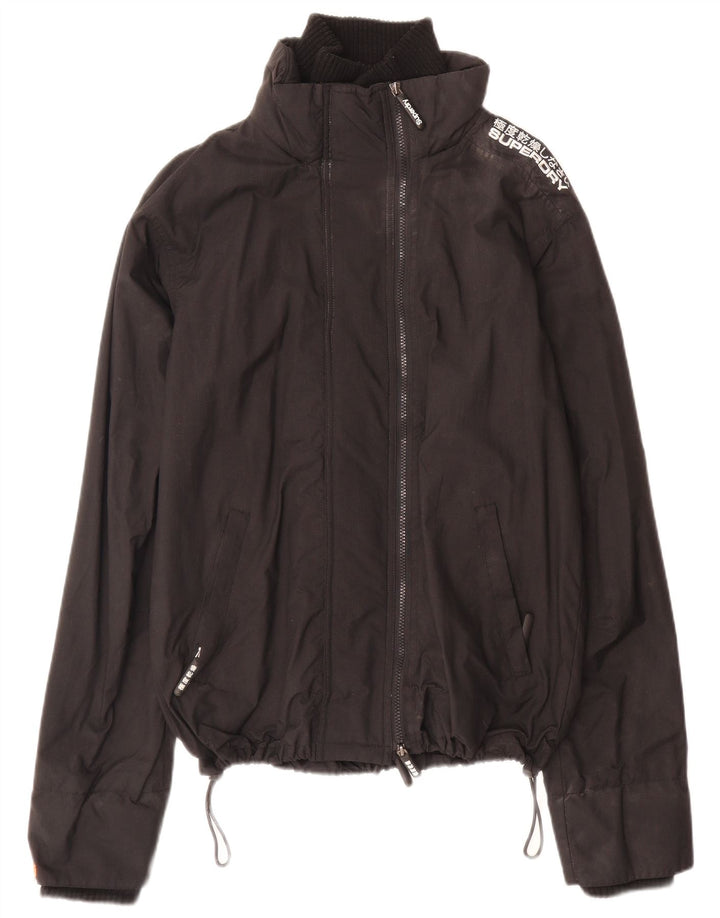 Superdry Dame Regnjakke UK 16 Large Black Nylon