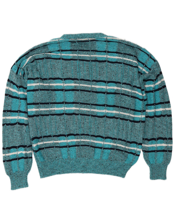 Les Jacquelines Herre Crew Neck Jumper Sweater IT 52 Stor Blå Stribet
