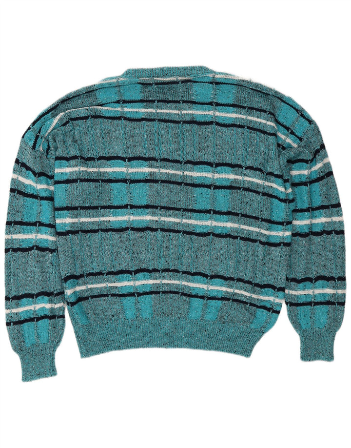 Les Jacquelines Herre Crew Neck Jumper Sweater IT 52 Stor Blå Stribet