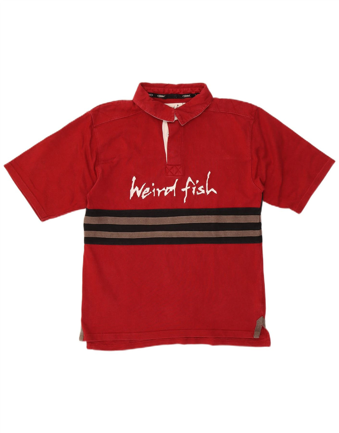 Weird Fish Herre grafisk poloshirt Lille rød Colourblock Bomuld