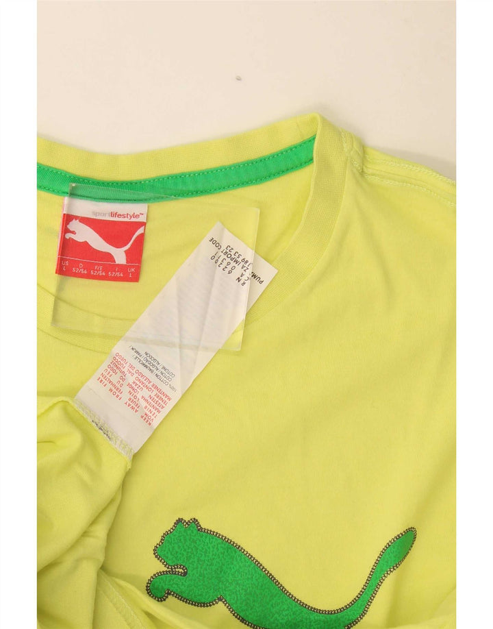 Puma Herre Grafisk T-Shirt Top Stor Gul Bomuld