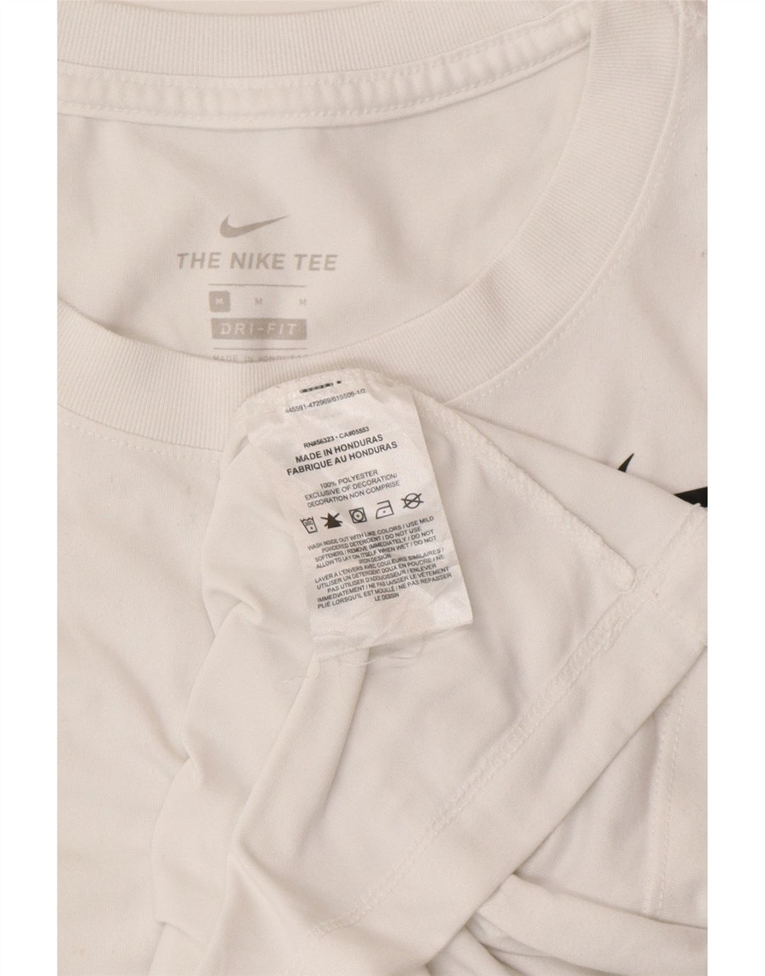 NIKE Dame Dri Fit T-Shirt Top UK 14 Medium White Polyester