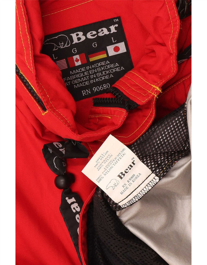 Bear Herre Grafisk Pullover Regnjakke UK 40 Stor Rød Colourblock Nylon