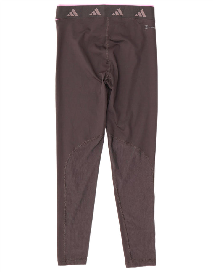 Adidas Womens Aeroready Graphic Leggings UK 8/10 Small  Grey Polyester