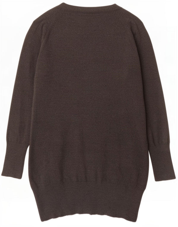 Zara Dame Longline Cardigan Sweater UK 16 Stor Grå Bomuld