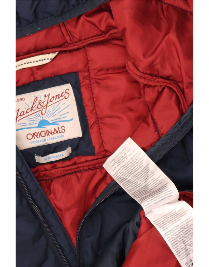 Jack & Jones Herre hættepolstret jakke UK 36 Small Navy Blue Polyester