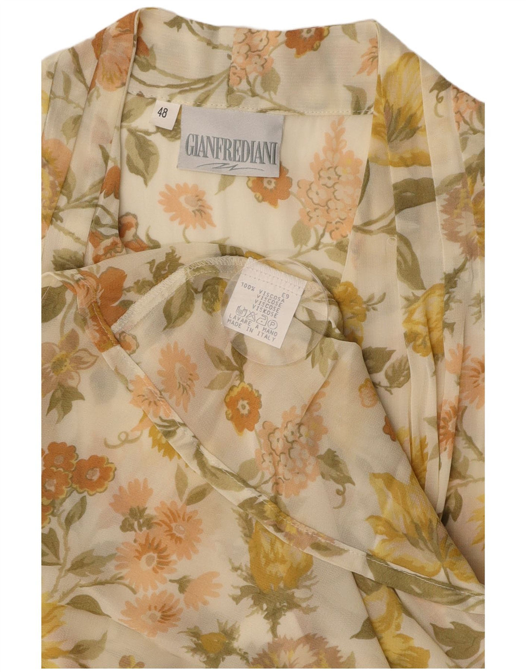 GIANFREDIANI Dame Gennemsigtig Skjorte Bluse IT 48 XL Grøn Blomster