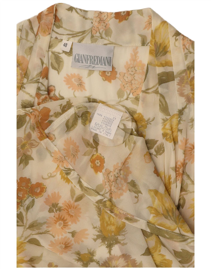 GIANFREDIANI Dame Gennemsigtig Skjorte Bluse IT 48 XL Grøn Blomster