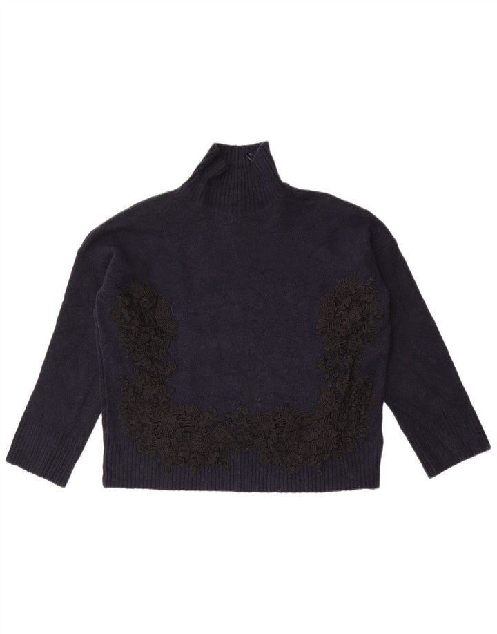 Marks & Spencer Dame Turtle Neck Jumper Sweater UK 14 Medium Navy Blue