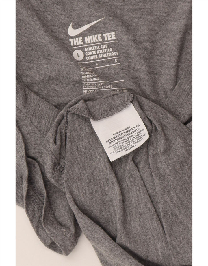 NIKE Dame atletisk snit grafisk T-shirt top UK 14 Stor grå polyester
