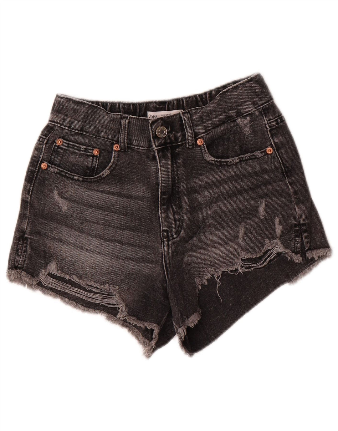 Zara Girls Distressed Denim Shorts 11-12 år W26 Grå