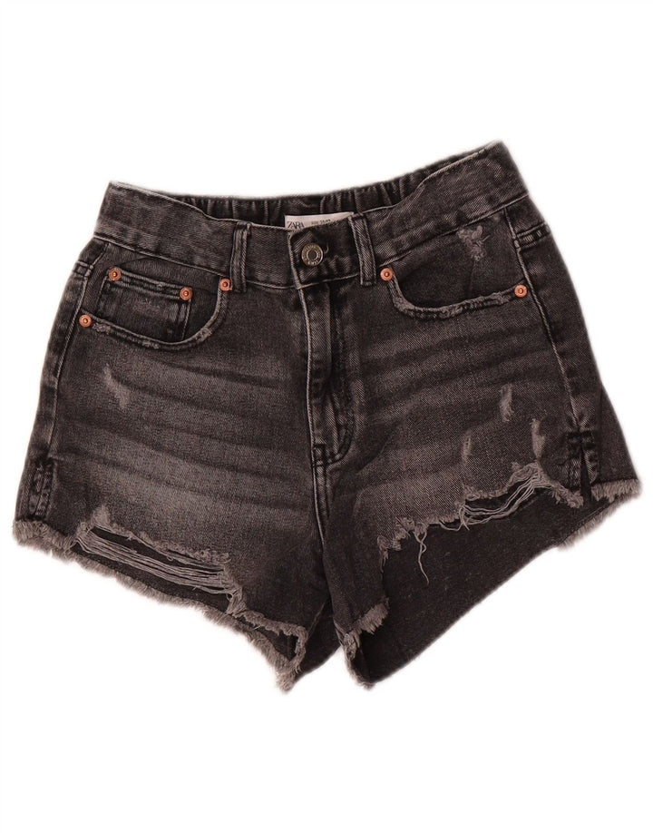 Zara Girls Distressed Denim Shorts 11-12 år W26 Grå