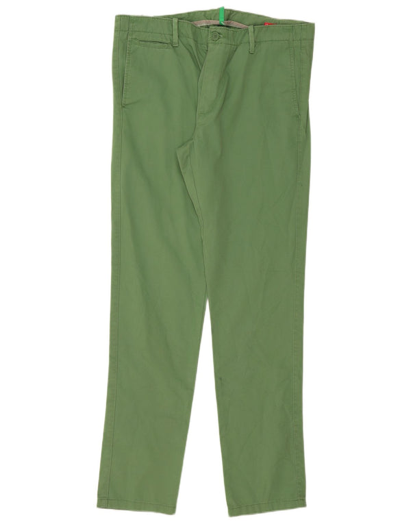 Benetton Herre Slim Chino Bukser IT 50 Large W36 L33 Grøn Bomuld
