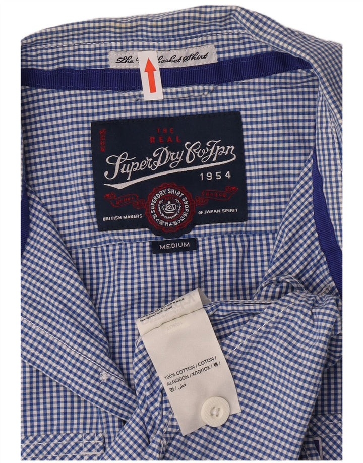 Superdry Kortærmet Herreskjorte Medium Blue Gingham Cotton