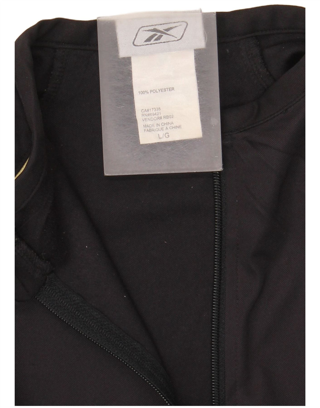 Reebok Herre Zip Neck Pullover Træningsdragt Top Stor Sort Polyester