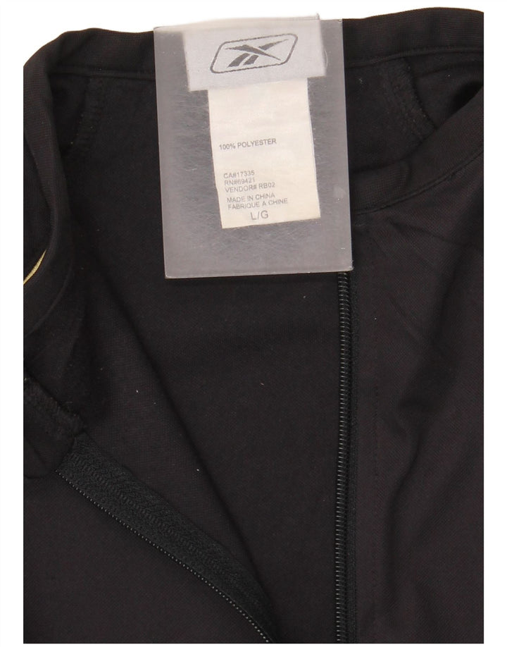 Reebok Herre Zip Neck Pullover Træningsdragt Top Stor Sort Polyester