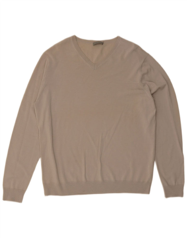 Cos Herre V-hals sweater XL Beige Merino Uld