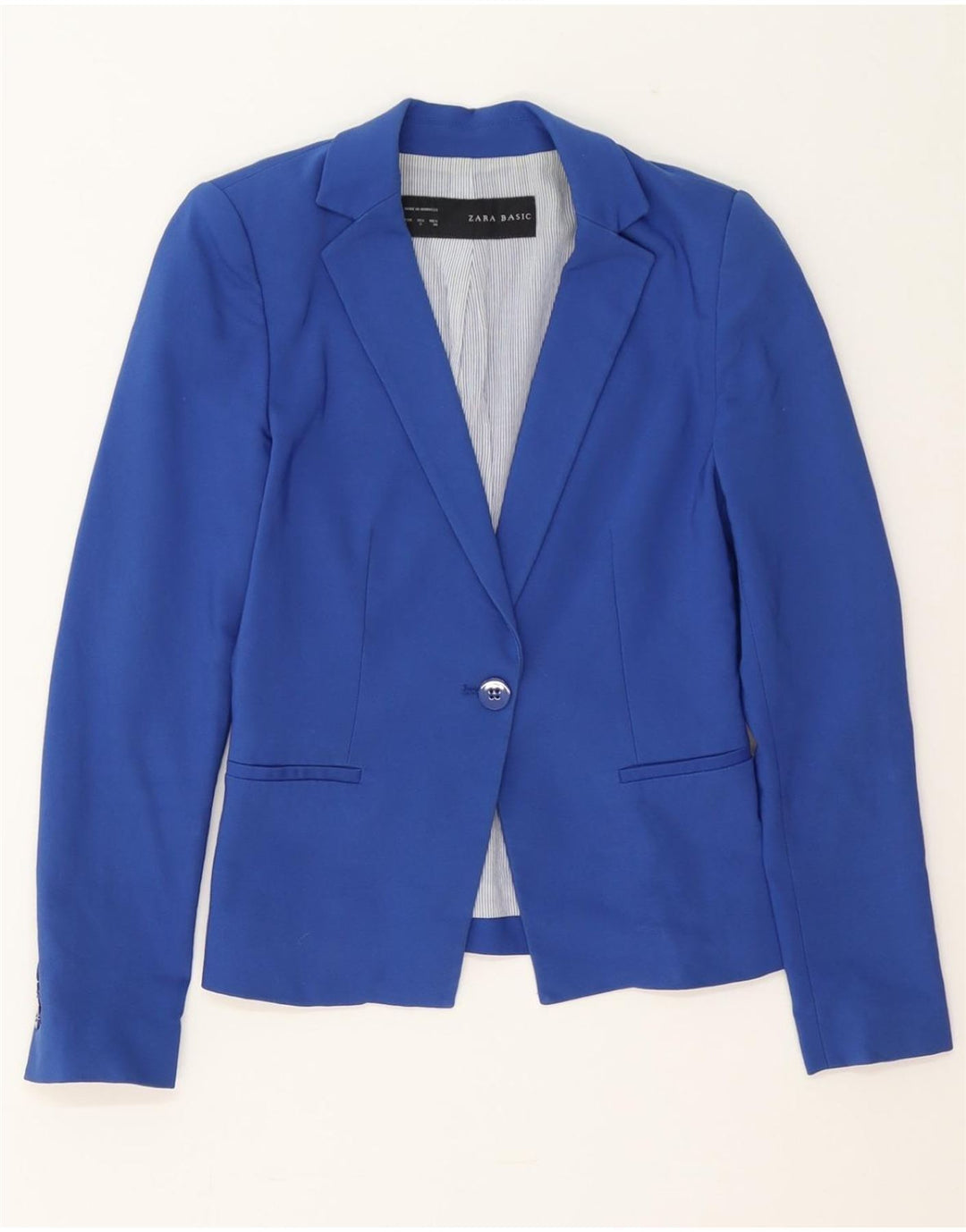 ZARA Womens 1 Button Blazer Jacket UK 10 Small Blue Vintage Zara and Second-Hand Zara from Messina Hembry 