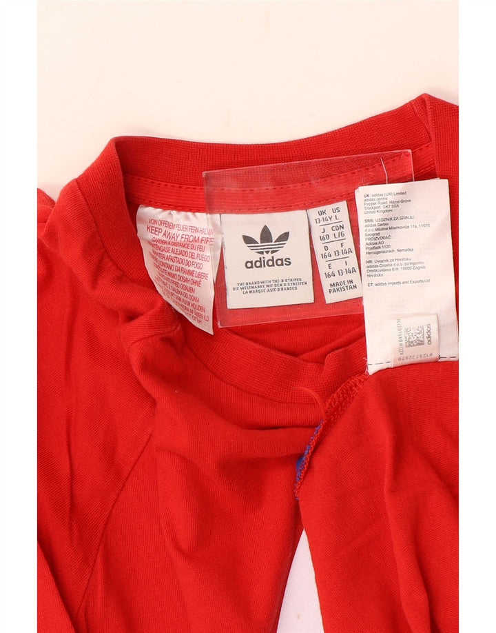 Adidas Drenge Grafisk T-Shirt Top 13-14 År Rød Colourblock Bomuld