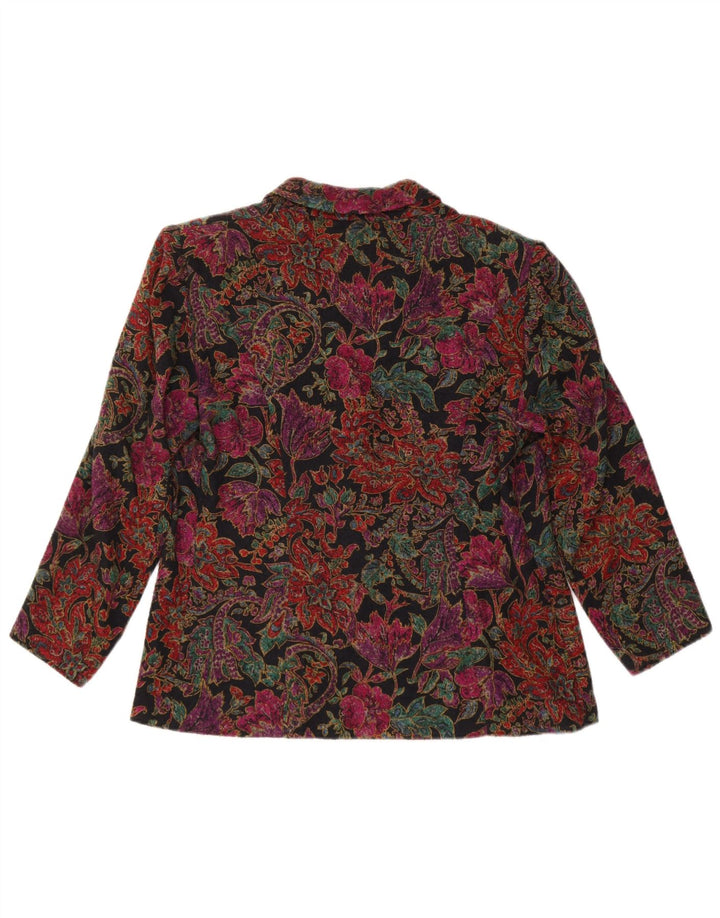 Vintage Dame 4 Button Blazer Jacket UK 14 Large Multicolored Floral