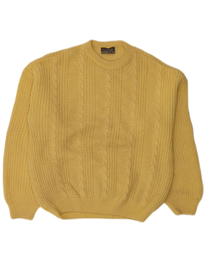 STEFANEL Herre sweater med rund hals XL gul uld