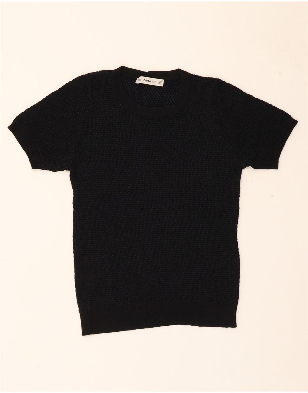 ZARA Womens T-Shirt Top UK 12 Medium Black Viscose Vintage Zara and Second-Hand Zara from Messina Hembry 