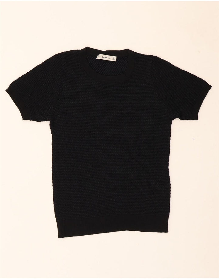 ZARA Womens T-Shirt Top UK 12 Medium Black Viscose Vintage Zara and Second-Hand Zara from Messina Hembry 