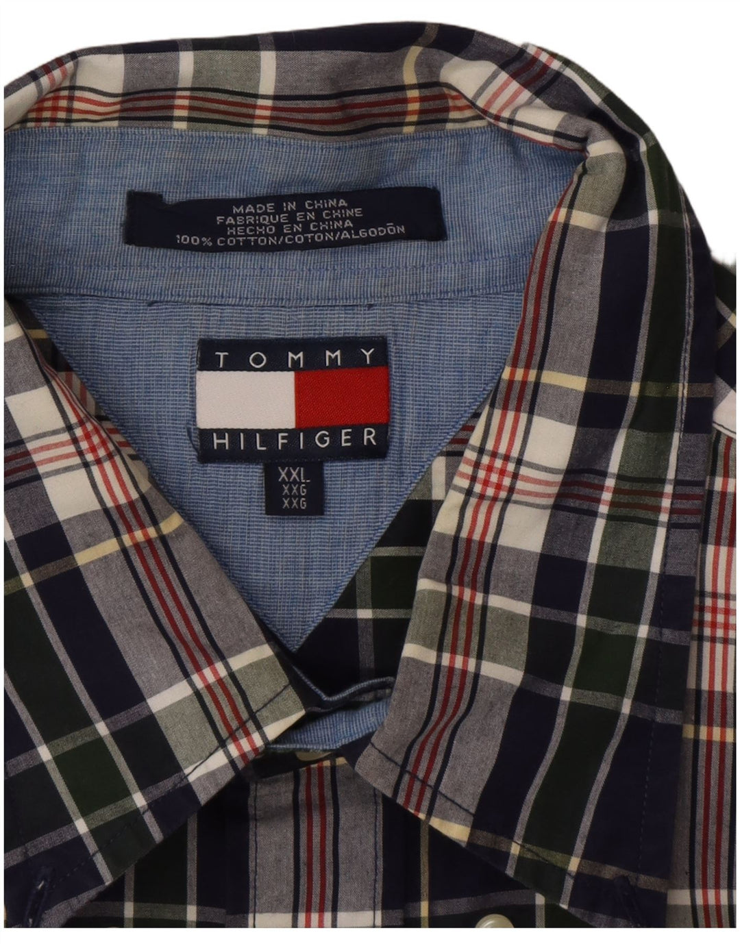 TOMMY HILFIGER Herreskjorte 2XL marineblå ternet bomuld