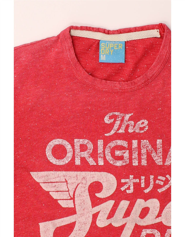 SUPERDRY Mens Graphic T-Shirt Top Medium Red Flecked Cotton Vintage Superdry and Second-Hand Superdry from Messina Hembry 