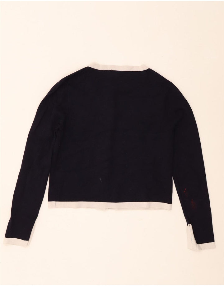 Zara Womens Crop Cardigan Sweater UK 12 Medium Navy Blue Viscose