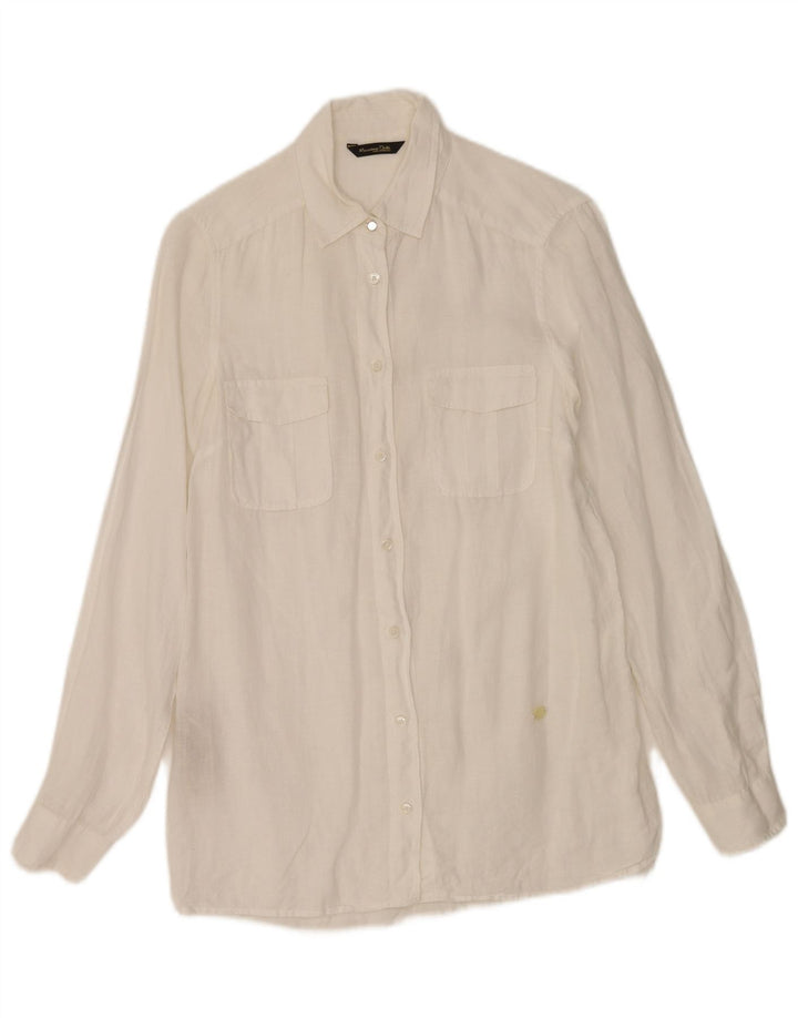 Massimo Dutti Dame Oversized skjorte EU 36 XS Hvid hør