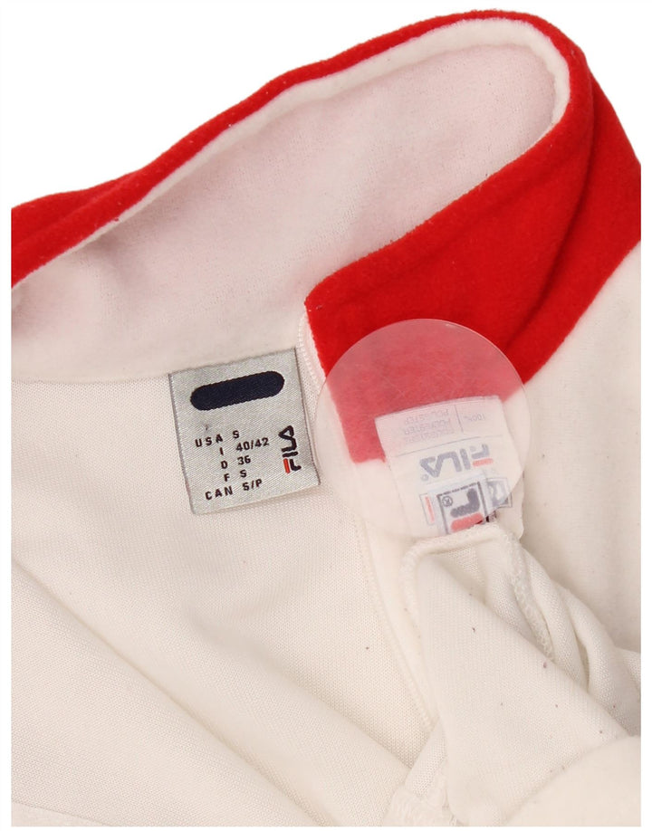 Fila Womens Zip Neck Top Langærmet UK 8 Small White Colourblock Polyester