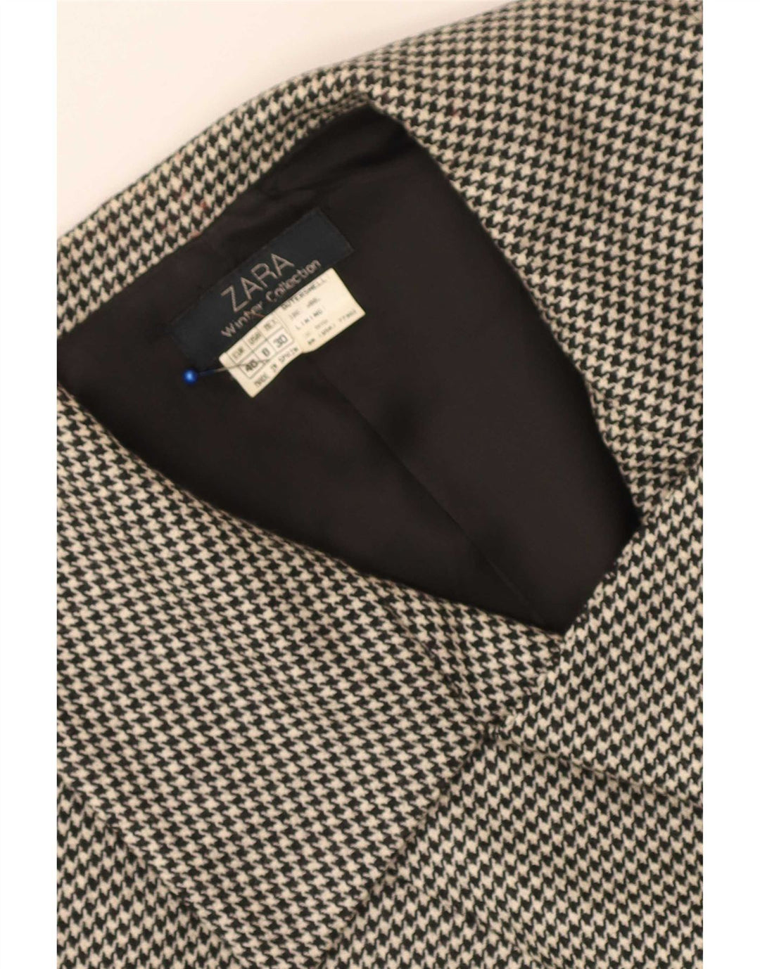 Zara dobbeltradet blazerjakke til kvinder EU 40 Medium Black Houndstooth