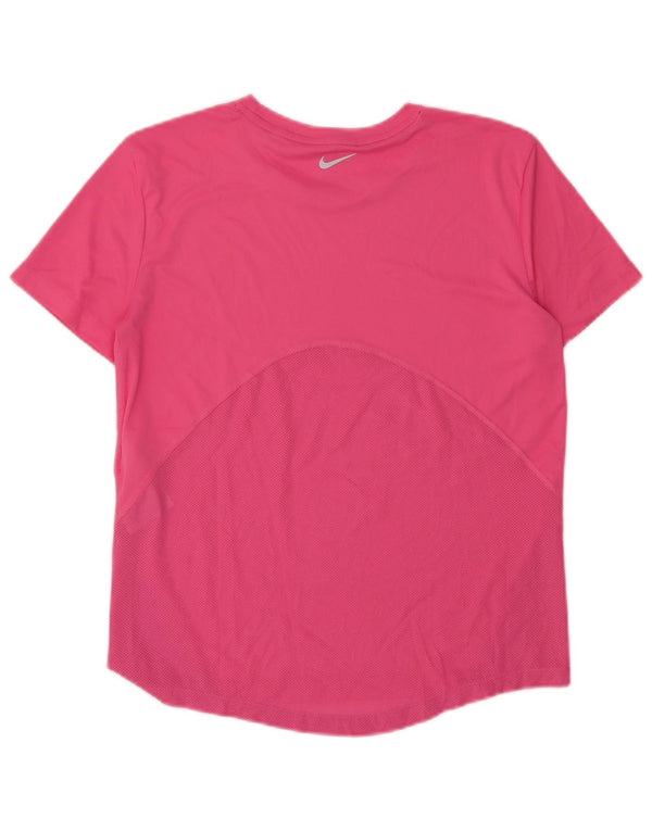 NIKE Dame Dri Fit T-Shirt Top UK 6 XS Pink Polyester
