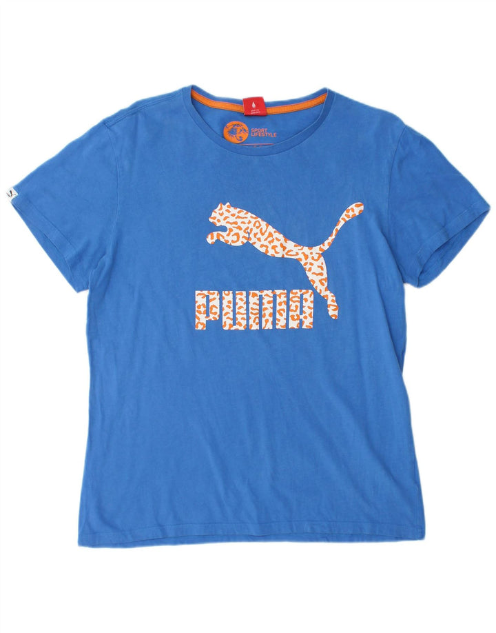 Puma Herre Grafisk T-Shirt Top Stor Blå Bomuld