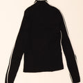 Zara Womens Crop Top Langærmet UK 8 Small Sort Stribet Viscose