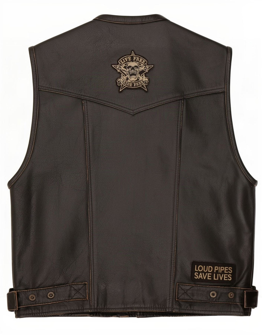 Vintage Herre Læder Gilet UK 40 Large Black