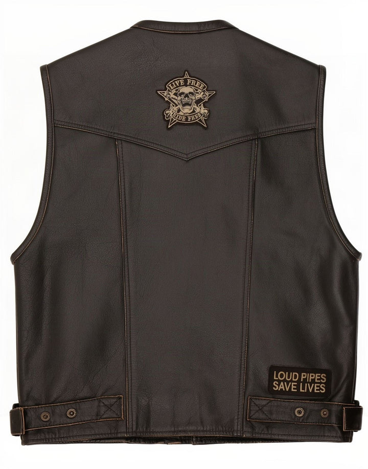 Vintage Herre Læder Gilet UK 40 Large Black