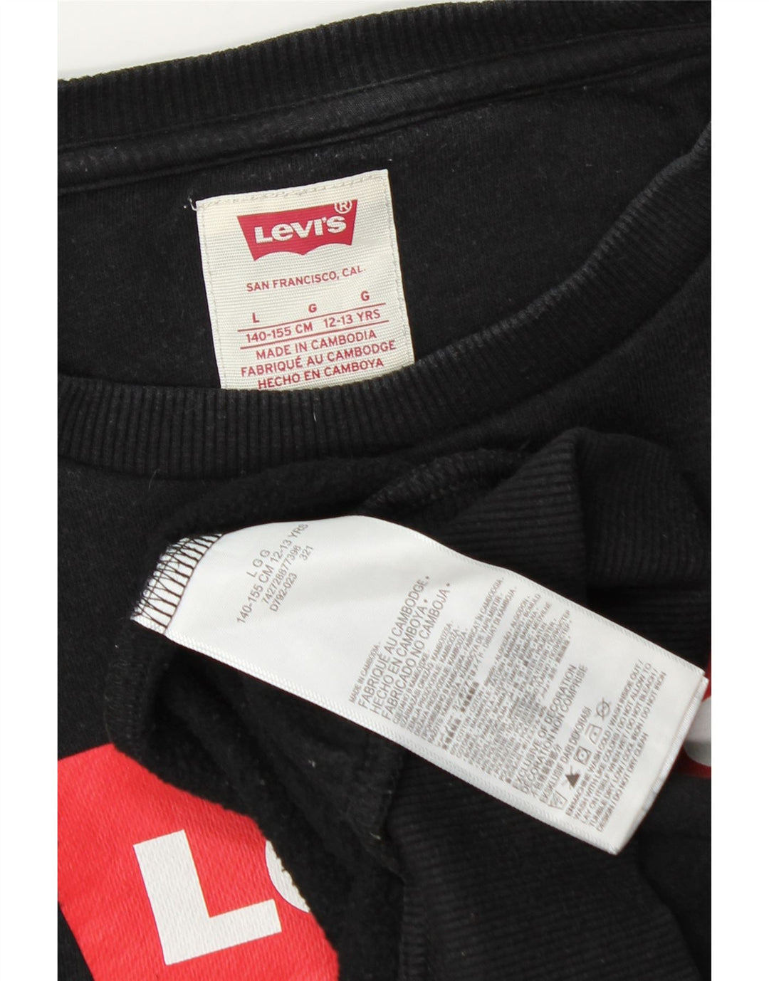 Levi's Girls Oversized Grafisk Sweatshirt Jumper 12-13 år Stor Sort