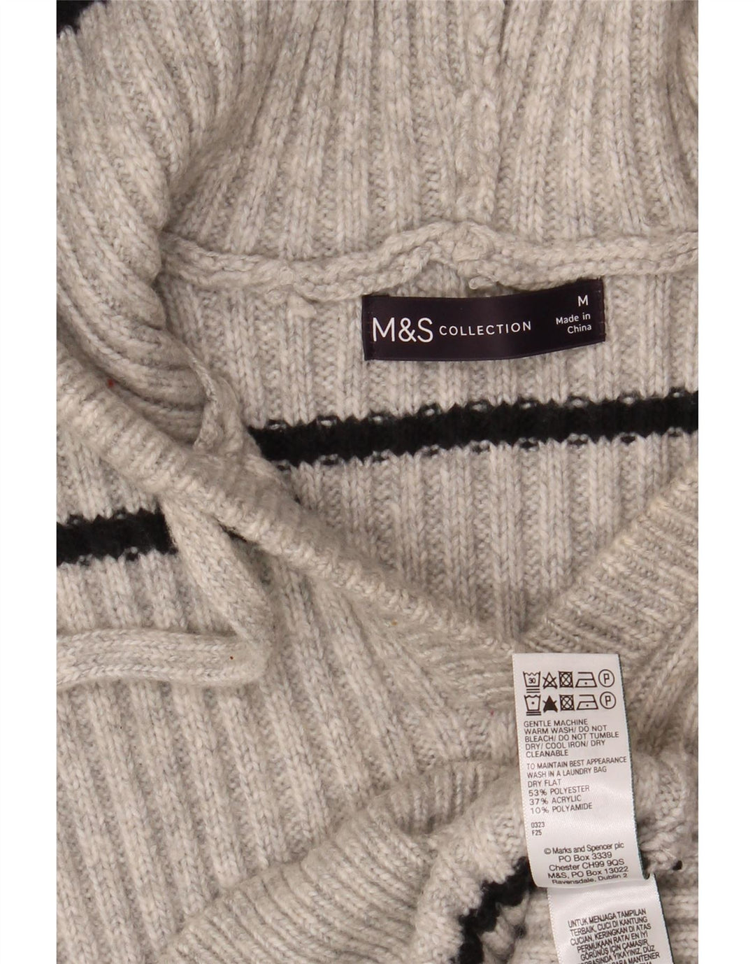 Marks & Spencer Dame Hættetrøje UK 14 Medium Grå Stribet