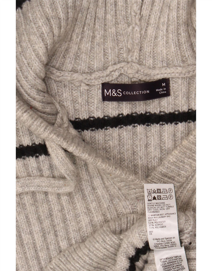 Marks & Spencer Dame Hættetrøje UK 14 Medium Grå Stribet