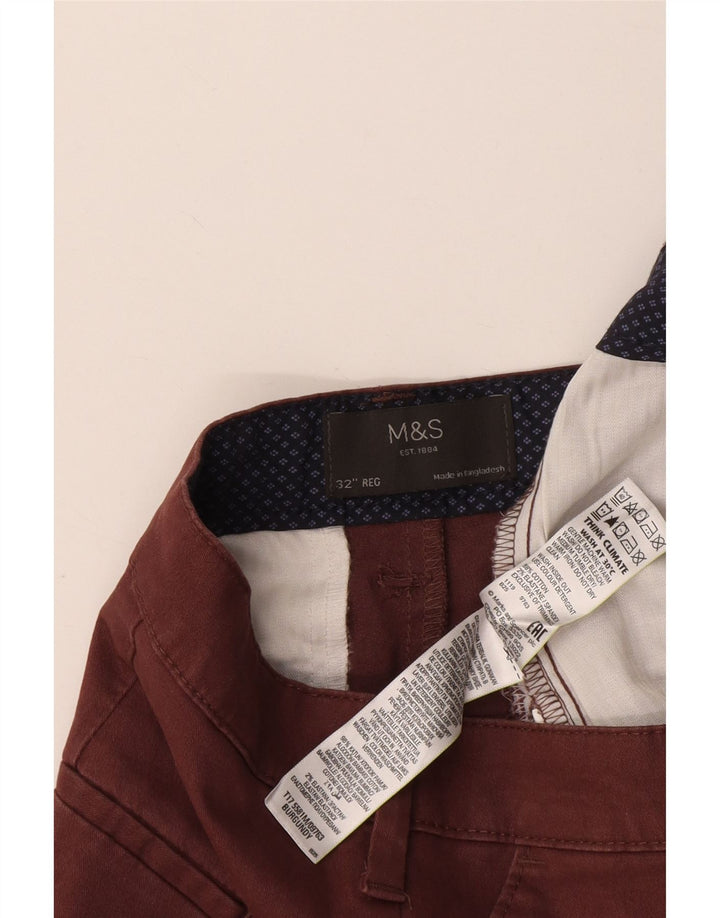 Marks & Spencer Chino Shorts til mænd W32 Medium Bourgogne bomuld
