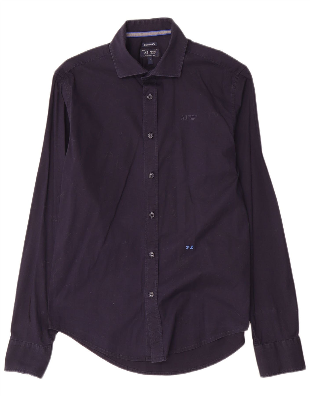Armani Jeans Herre Custom Fit skjorte lille marineblå bomuld