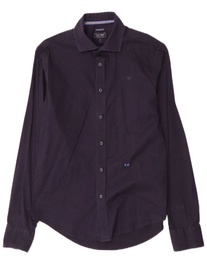 Armani Jeans Herre Custom Fit skjorte lille marineblå bomuld