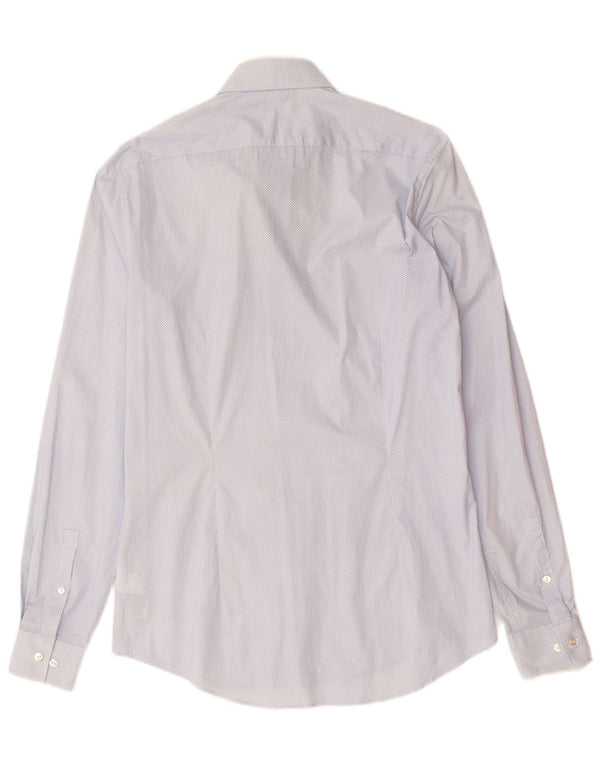 CALVIN KLEIN Herre Slim Fit skjorte str. 38 15 Mellemblå plettet bomuld