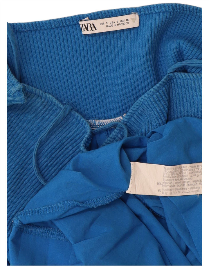 Zara Dame Sundress UK 8 Small Blue Cotton