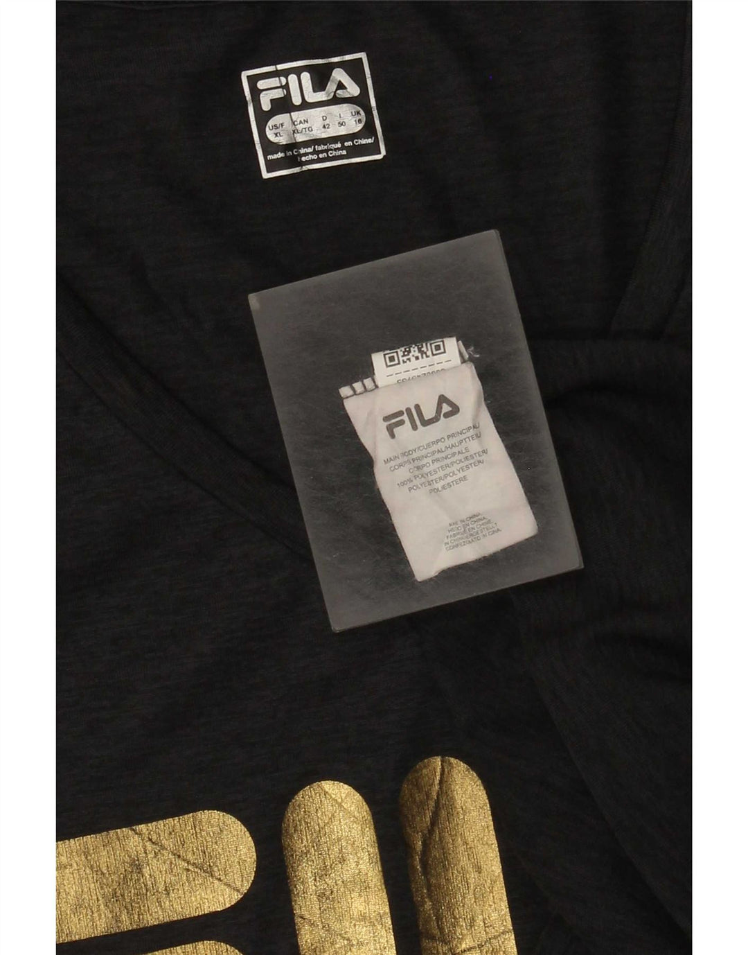 Fila Grafisk T-shirt top til kvinder DK 16 Stor grå flækket polyester