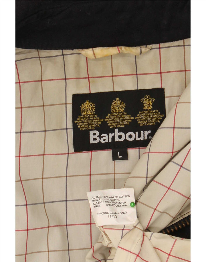 Barbour Herre vokset bomuldsjakke UK 40 Stor sort bomuld